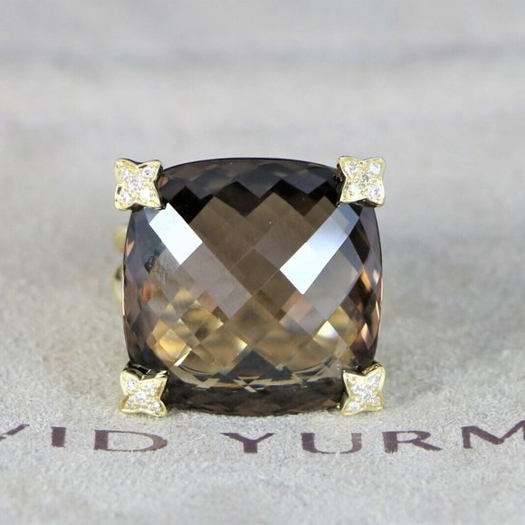 16501 David Yurman 18K Yellow Gold Smoky Quartz Diamond Chatelaine Ring 7 - Picture 5 of 5
